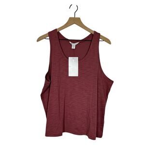 NEW Athleta Essential Slub Tank Top XL Rosewood Red Semi-Fitted Athleisure